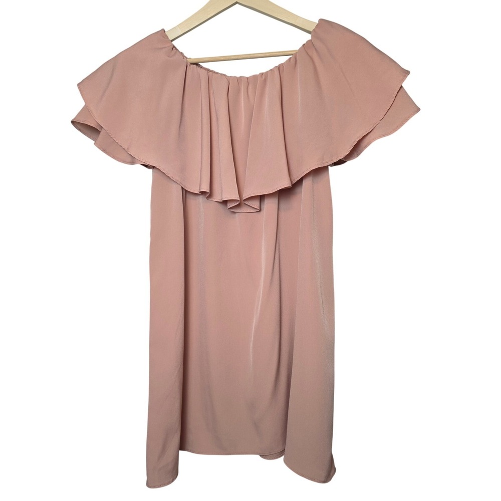 Topshop Ruffle Off The Shoulder Mini Dress Blush Pink Size 10